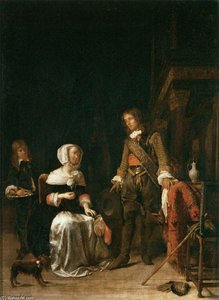 Soldier Paying A Visit To A Young Lady — Gabriel Metsu, Dutch Golden Age