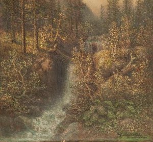 Mountain Falls, (painting) — John Olson Hammerstad