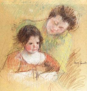 Reine Leaning Over Margot's Shoulder — Mary Stevenson Cassatt, Impressionist Domesticity