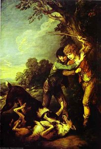 Two Shepherd Boys With Dogs Fighting — Thomas Gainsborough, Rococo Period
