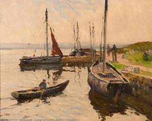 Curragh And Hookers At A Pier, Connemara — Charles Lamb