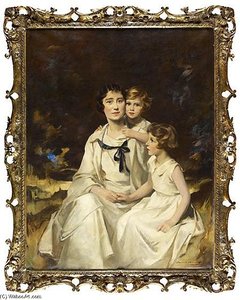 A Family Portrait Of Elizabeth, The Queen Mother And Her Daughters Princess Elizabe — Charles Edmund Brock
