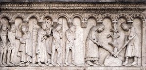 Adam And Eve Labouring — Wiligelmo (gulielmo Da Modena)