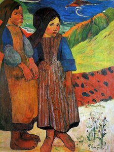 Two Breton Girls Sun — Eugène Henri Paul Gauguin