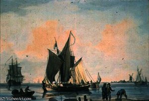 Coast Scene, With Shipping And Figures — William Anderson