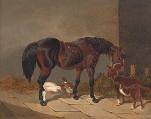 A Bay Horse With A Goat And Ducks — John Frederick Herring Senior
