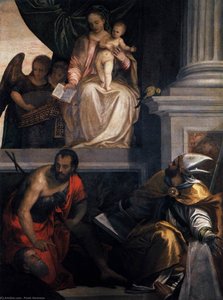 Madonna Enthroned With Child, St John The Baptist, St Louis Of Toulouse And Donors — Paolo Veronese