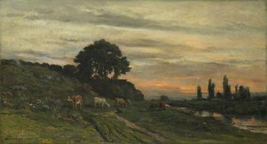 Landscape With Cattle By A Stream — Charles-françois Daubigny