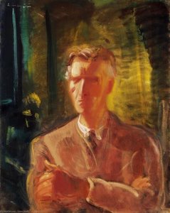 Self-portrait In The Window With Yellow Flower — Ödön Márffy