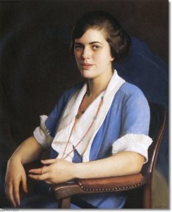 Portrait Of A Young Woman In Blue — William Mcgregor Paxton