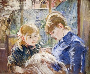 The Artist's Daughter Julie, With Her Nanny (the Sewing Lesson) — Berthe Morisot