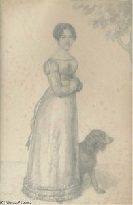 Portrait Of Madame Bourgeois Girod Born With A Dog — Nicolas Henri Jacob, Neoclassicism