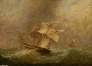 Hms 'pique' In A Gale During Her Return To England