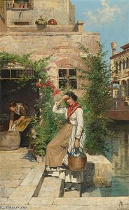 Venezianische Wäscherin Am Kanal — Antonietta Brandeis
