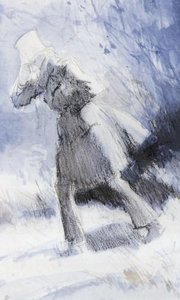 Man Walking Through Snow Storm — Everett Shinn
