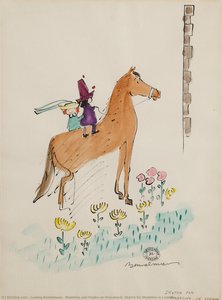 Madeline And Pepito On Horseback, Sketch For Madeline In London — Ludwig Bemelmans