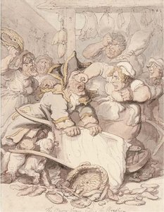 The Barrow Women Basting The Beadle — Thomas Rowlandson