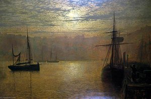 Lights In The Harbour, Scarborough — John Atkinson Grimshaw
