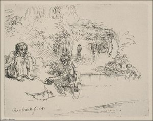 The Bathers — Rembrandt Van Rijn, Dutch Golden Age