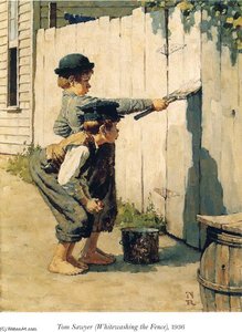 Tom Sawyer (whitewashing The Fence) — Norman Rockwell