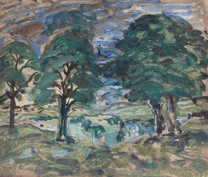 Summer Landscape With Three Large Trees — Sir William George Gillies
