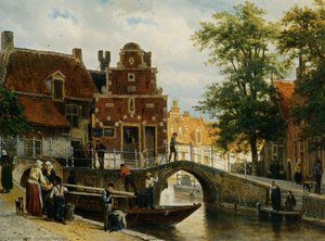 A View Of Franeker With The Zakkend Ragerschuisje — Cornelis Springer, Romanticism