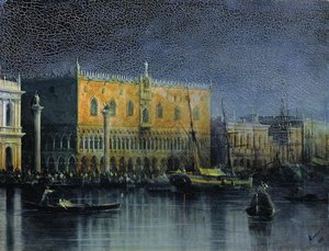 Palace Rains In Venice By Moonlight — Ivan Konstantinovich Aivazovsky