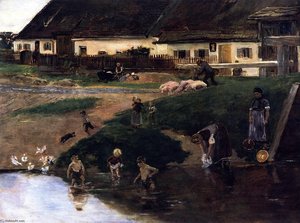 Village Pond In Etzenhauser - Village Idyll — Max Liebermann