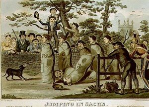 Jumping In Sacks, Drawn — Isaac Robert Cruikshank