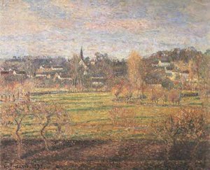 February, Sunrise, Bazincourt — Camille Pissarro