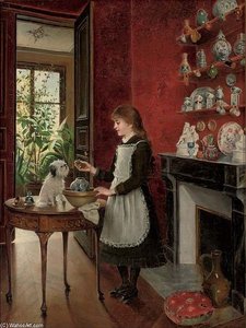 Young Girl With Her Dog — Albert Roosenboom