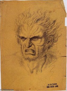 Devil Head With Flaming Hair — Albin Egger Lienz