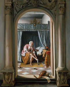 Woman At Her Toilet — Jan Havickszoon Steen, Baroque Genre Painting
