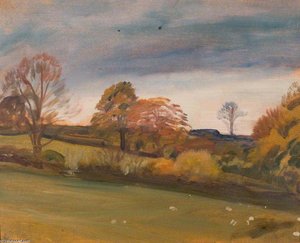 A Landscape With Trees On The Edge Of A Field - — Sir Alfred James Munnings