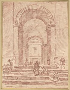 Figures In A Roman Arcade — Hubert Robert