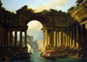 Architectural Landscape With A Canal — Hubert Robert