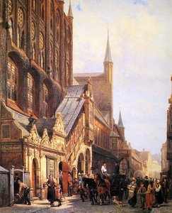 Cityhall In Lbeck — Cornelis Springer, Romanticism
