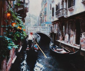 Gas Lamps On The Canal, Venice — Chen Yifei