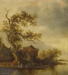 Fishermen along a lake with their cattle