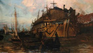 The 'gloucester Hulk' At Chatham — William Lionel Wyllie