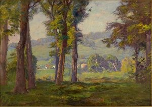 Trees And Buildings, Brookville — Theodore Clement Steele