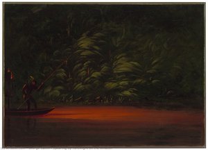 Spearing By Torchlight On The Amazon — George Catlin, Hudson River School