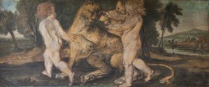 Three Putti Playing With A Leopard — Franz Cleyn