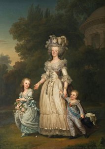 Title In Swedish: Drottning Marie Antoinette Av Frankrike Med Två Av Sina Barn Promenerande I Trianons Park — Adolf Ulrik Wertmüller, Neoclassical