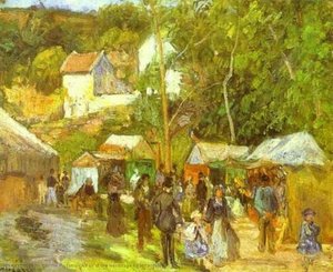 A Fair At The Hermitage Near Pontoise — Camille Pissarro, Impressionism