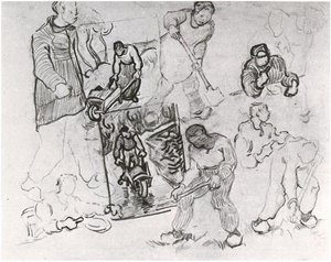 Sheet With Sketches Of Working People — Vincent Willem Van Gogh, Impressionism