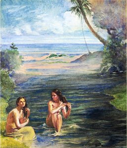 Women Bathing In Papara Riiver — John La Farge