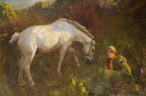 The Grey Pony, Augereau, In A Sandpit With Groom, George Curzon — Sir Alfred James Munnings