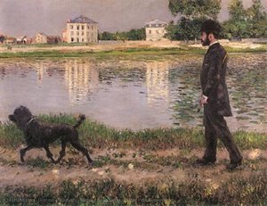 Richard Gallo And His Dog At Petit Gennevilliers — Gustave Caillebotte