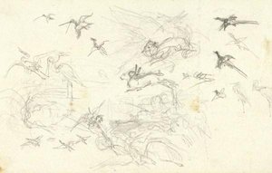 Scene With Animals Running And Birds In Flight — John Frederick Lewis